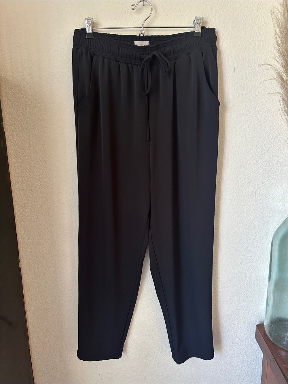MELLODAY Black Elastic Waist Drawstring Joggers